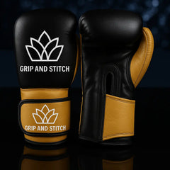 Premium Leather Boxing Gloves - Black & Gold