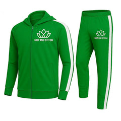 Classic Green Tracksuit with White Sleeve Stripes – Unisex Activewear Set