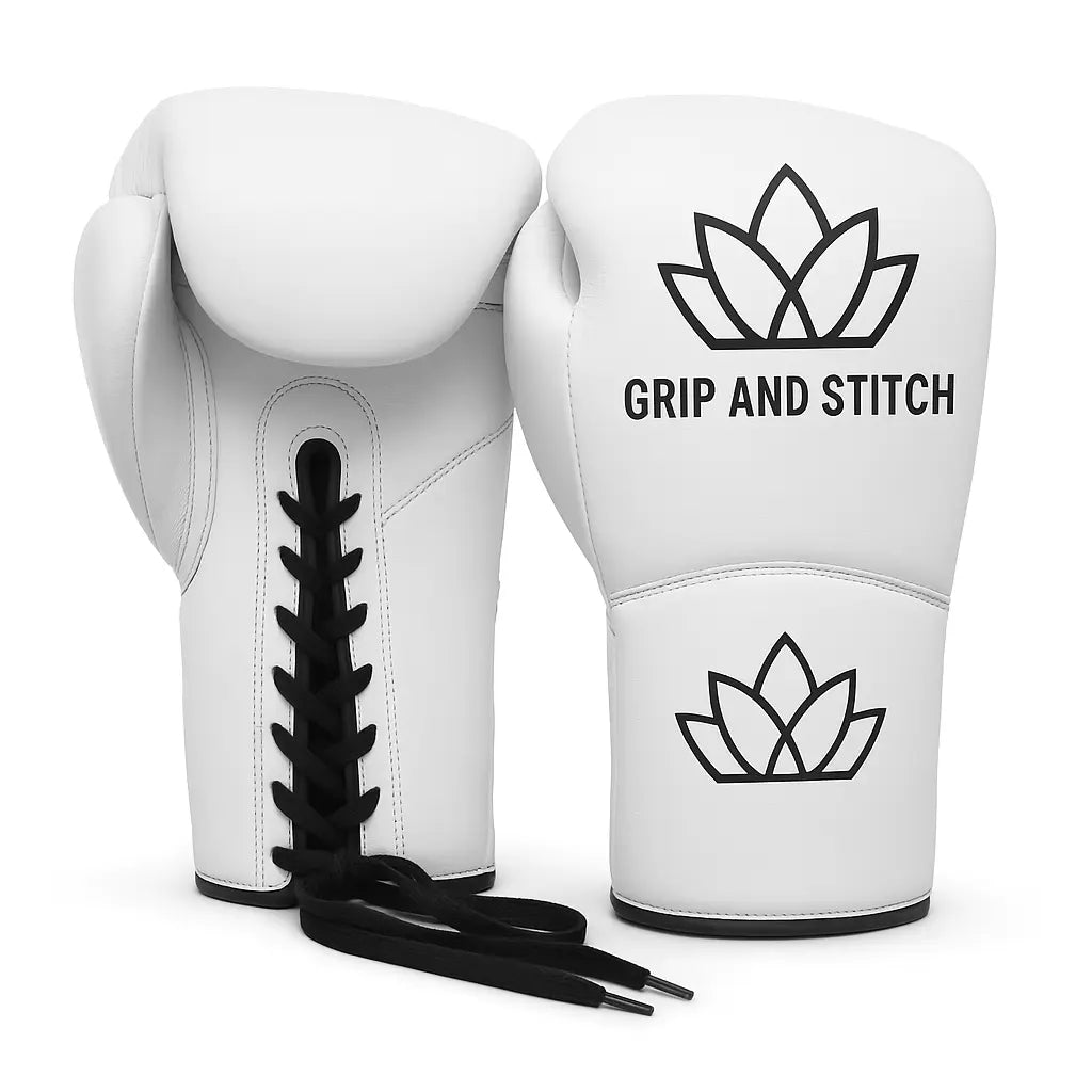 Premium White Lace-Up Boxing Gloves |  Professional Training & Sparring Gloves