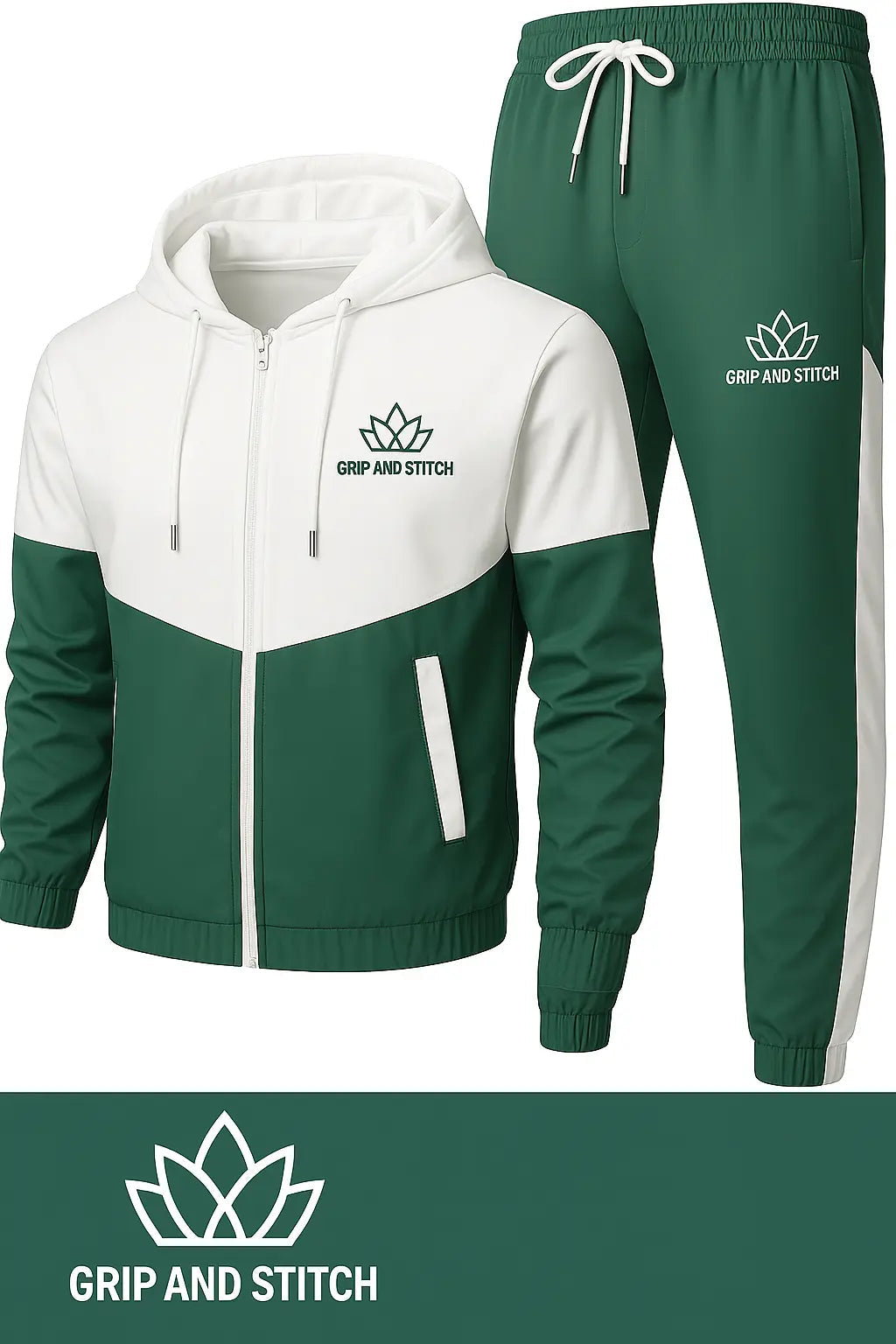 White & Green Tracksuit – Premium Athletic & Casual Wear for Men/Women